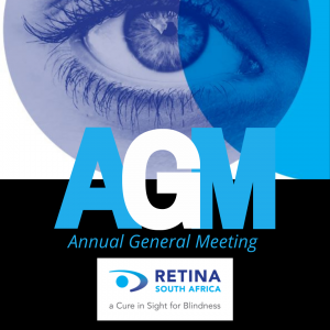 Picutre of an Eye in a grey circle with the words AGM Annual General Meeting below