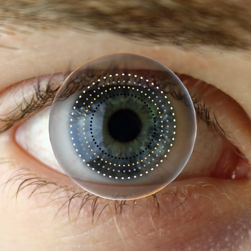 of an eye with a few circles around it