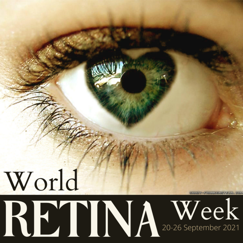 of an eye where the iris of the eye is in the shape of a heart, with the words World Retina Week 20-26 September 2021