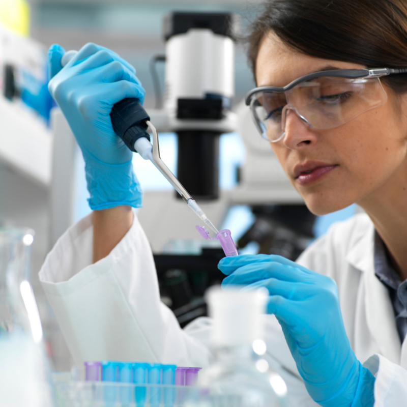 A of a women conducting a test in a lab
