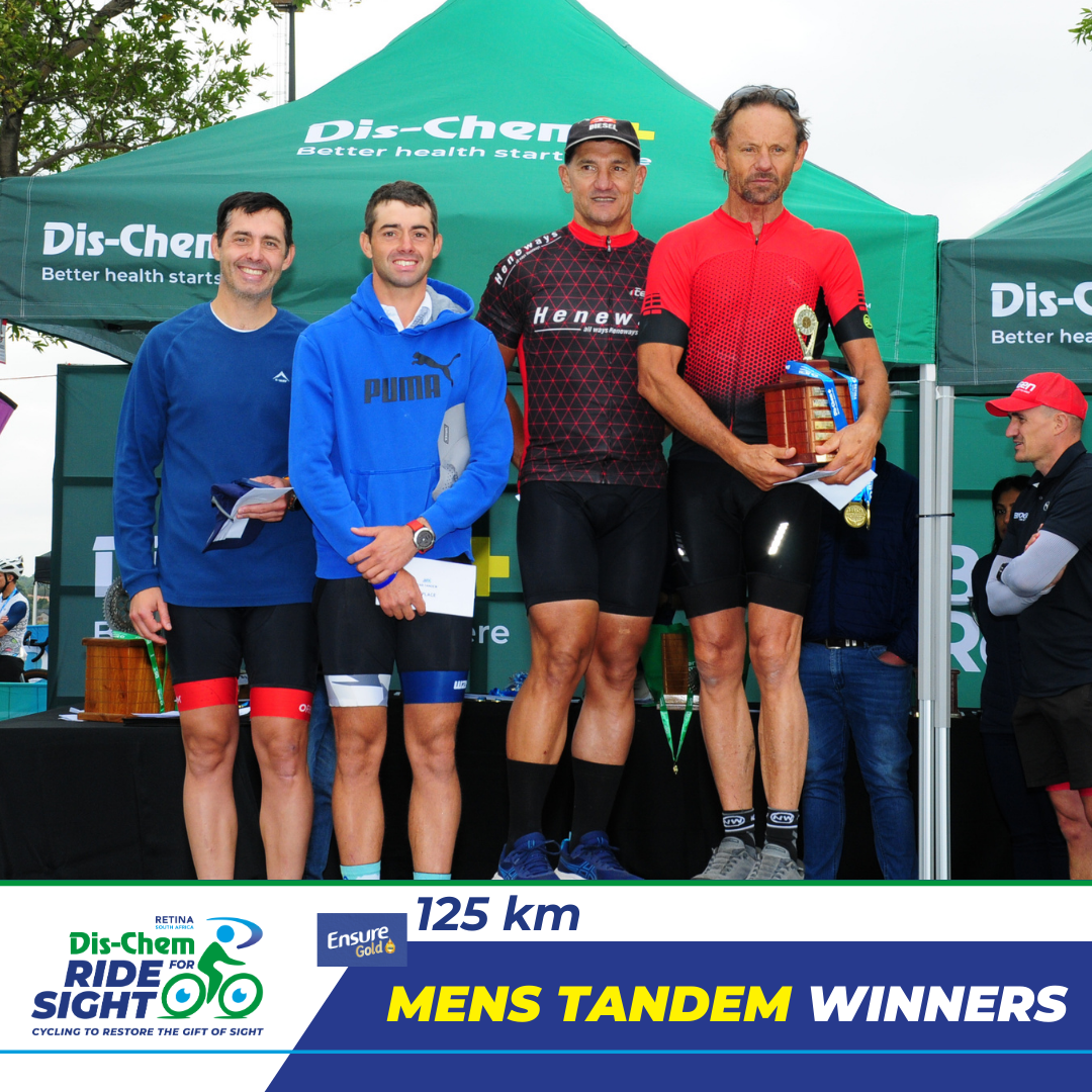 Mens Tandem Winners pictured on stage