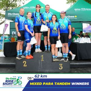 Mixed para tandem winner pictured on stage